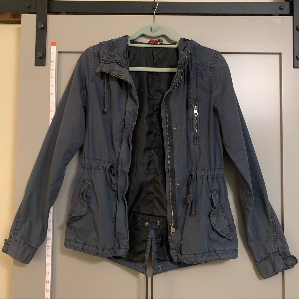 H&M Divided Gray Utility Jacket Military Style Multi-Pocket Women's Size 2